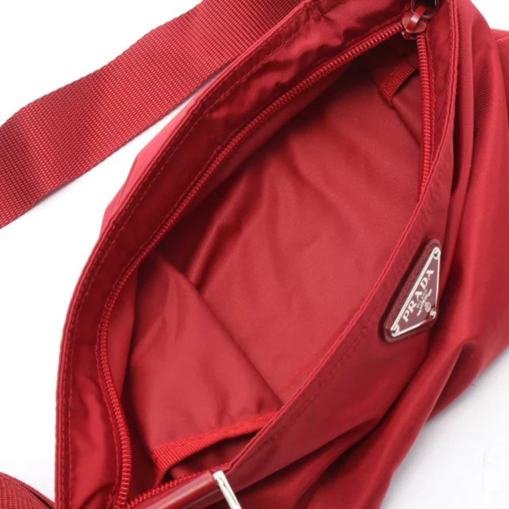 Prada Triangle Shoulder Bag Leather Red - Picture 3 of 6